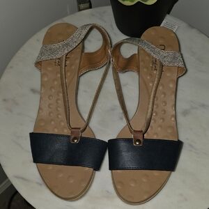 Stylish Navy and Tan Sandals